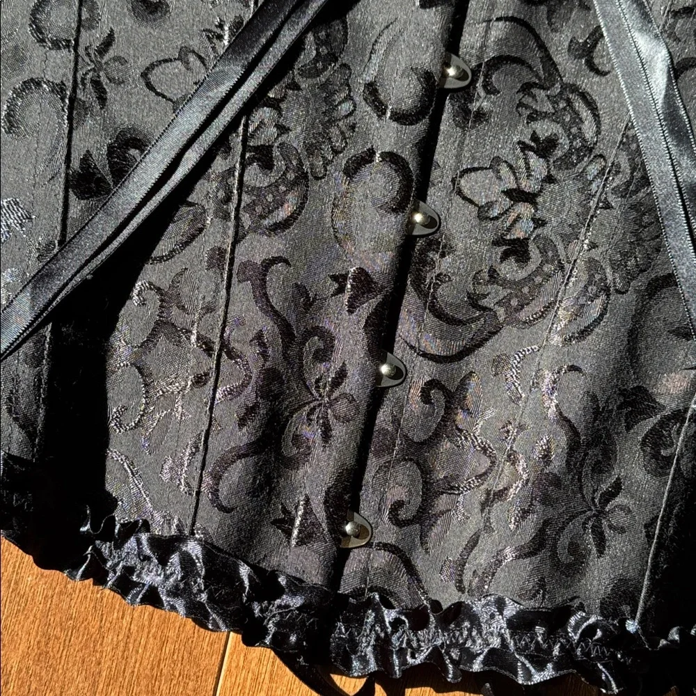Black Strapless Brocade Corset Bustier - Picture 9 of 13